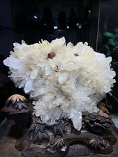 19.8LB TOP !Natural clear Crystal Cluster Quartz Pyrite mineral Specimen+stand