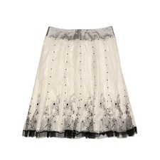 VTG Y2K fairy goth Forever 21 White  black polka dot silk midi skirt