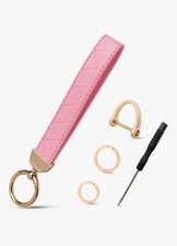 Pink Leather Keychain Wristlet