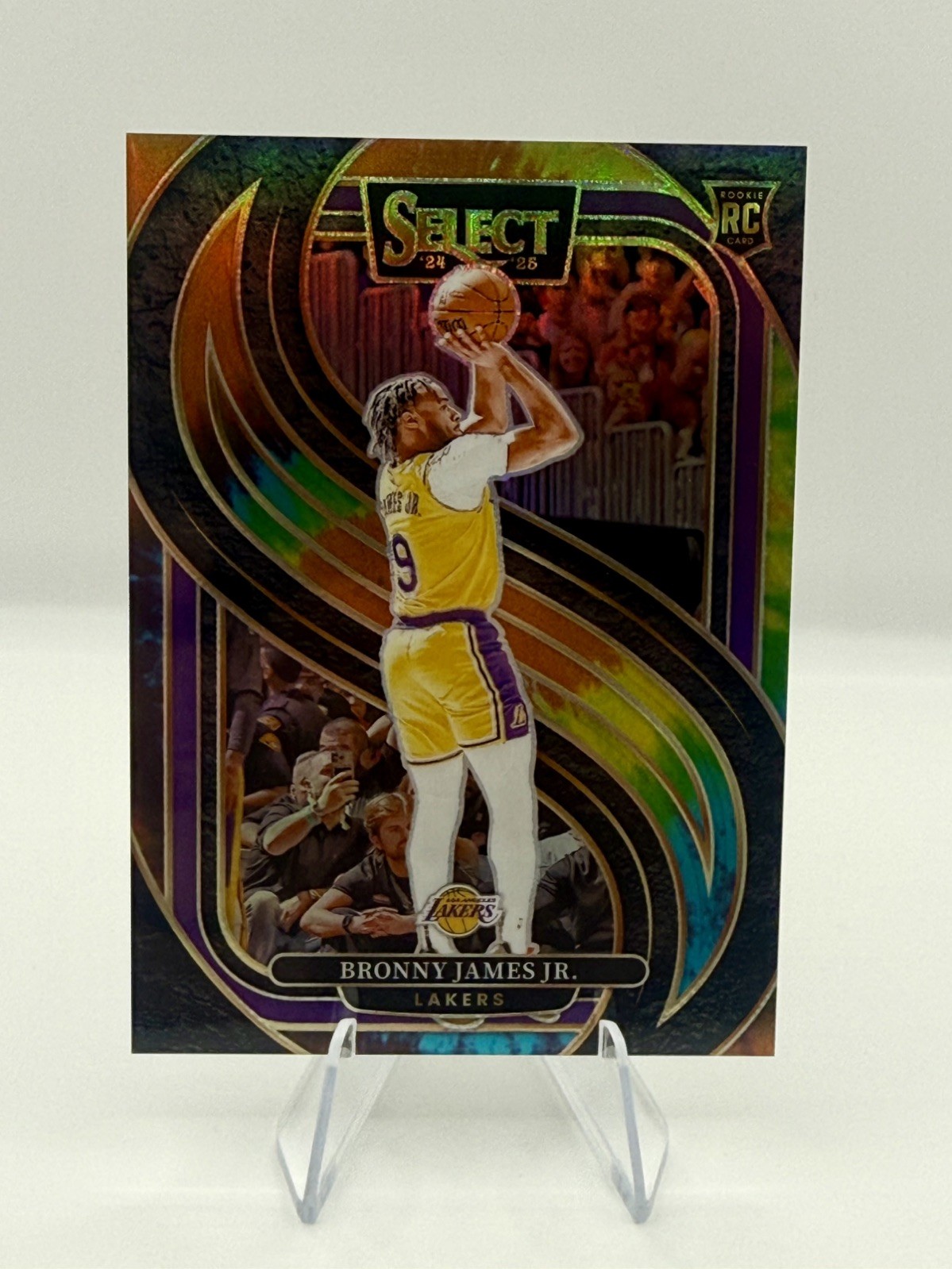 2024-25 Panini Select - Premier Level Bronny James #179 Tie-Dye Prizm 13/25 (RC)