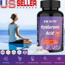 Hyaluronic Acid Supplements 250mg 240 capsules Vitamin for Skin Nail Hair Health