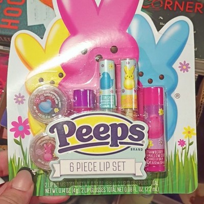 Peeps 6 Piece Lip Balm & Gloss Set Beeswax Squalane Cotton Candy PE259HBAZA