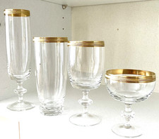 Ichendorf Konsul 6 Sektgläser Sektflöten Gläser Goldrand 19 cm vintage Kristall