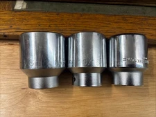 3pc 3/4”dr Napa 1-7/8” USA 1-13/16” Blackhawk 1-11/16” SAE socket 12pt Shallow