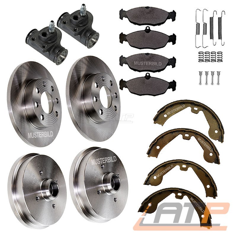 2X Bremsscheibe+BremsbelÄGe Vorne+Bremsbackensatz Hinten FÜR Vw Polo Classic 6K-image
