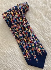 MARATHON Race Running Pattern Men’s Colorful Silk Neck Tie by Alynn Made In USA