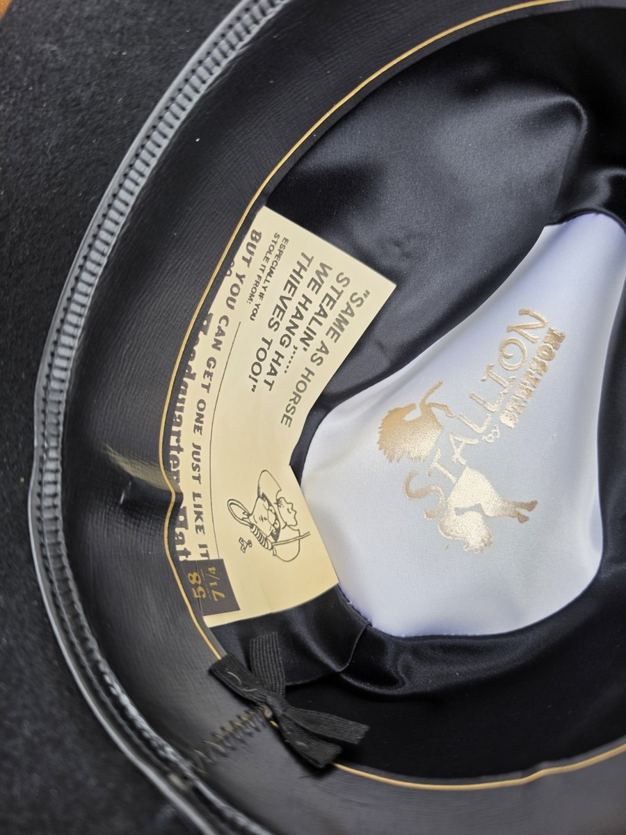 Stallion By Stetson Cowboy Black XXX Premium Wool USA Size 7 1/4