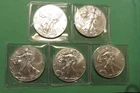Lot of 5 2018 Silver American Eagles - Uncirculated