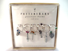 Pottery Barn Glassware Barware Red Wine Charms 6pk