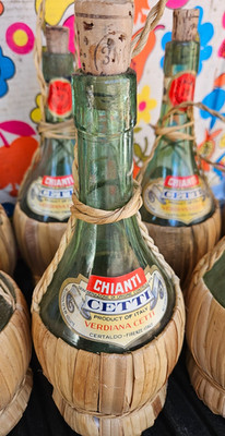 Cetti Chianti Wine Bottle Rattan Italian Raffia Empty VINTAGE