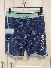 RVCA Men's Navy and Aqua Board Shorts, Size 28 - NWT