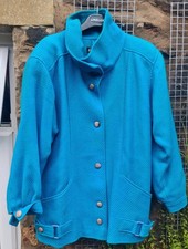 Vintage 80s Feminella made in England blue wool oversized jacket size 10