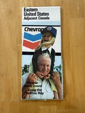 Vintage Chevron Eastern United States Adjacent Canada Road Map Gas Oil Blue