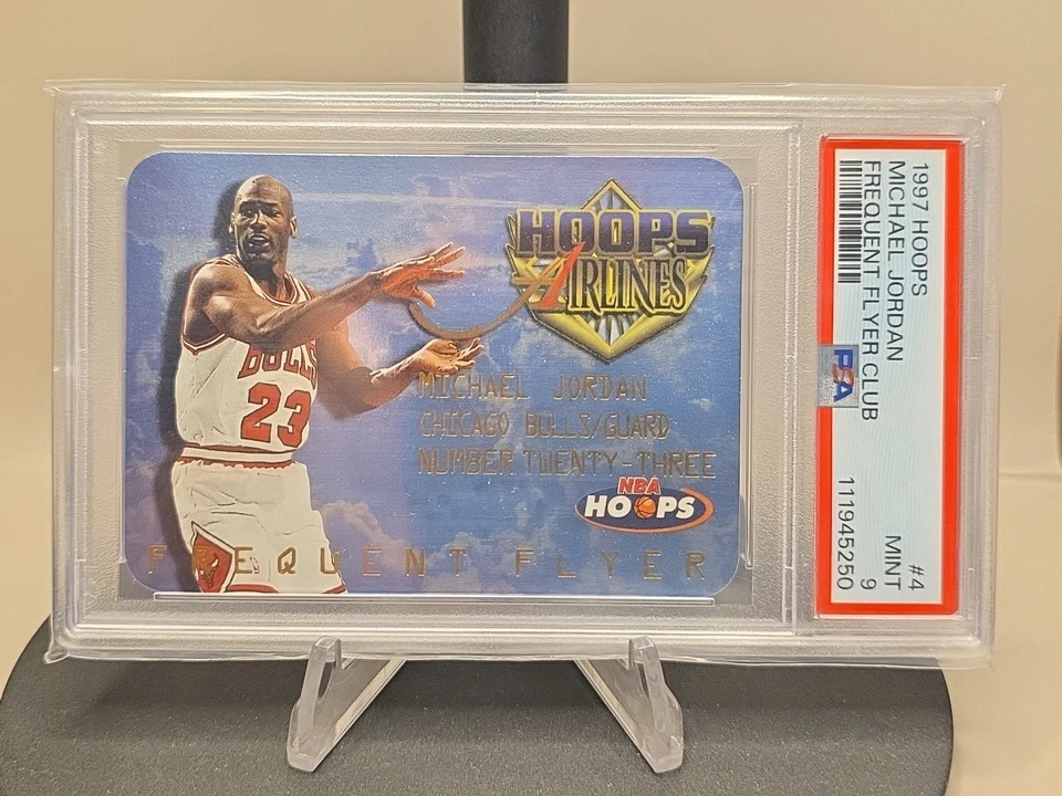 1997 NBA Hoops Airlines #4 Frequent Flyer Club Michael Jordan PSA 9 MINT - Image 2 of 4