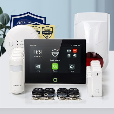 HOMSECUR Wireless WIFI 4G 2G LCD Home House 7'' Alarm System+4*PIR+Door Sensor