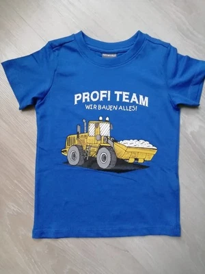 Gr. 92/98 * 104/110 Kinder T-Shirt Bagger Profi-Team Kurzarm blau - Bild 1 von 2