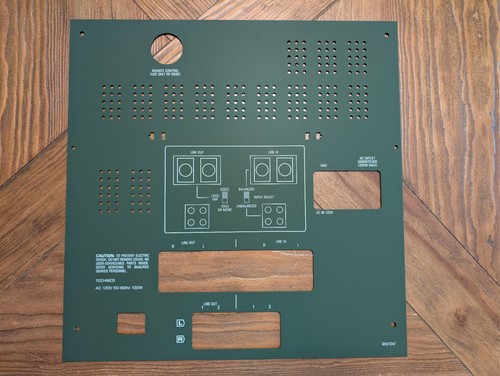 Technics RS-1520 New Manufactured Aluminum Back Plate w/Printing, Green
