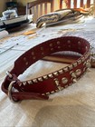 XL Red Spiked Dog Collar Studded PU Leather Punk Large Breed 21-24" Made In USA — photo 5