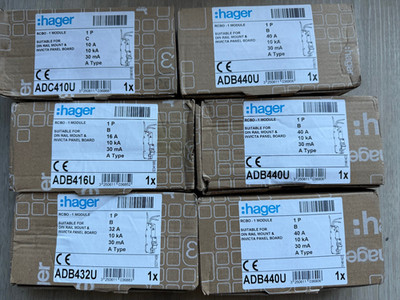 Hager RCBO - 30mA TYP A - 10KA - 10A / 16A / 32A / 40A - B / C C CURVE INVICTA