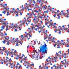 50FT 4th of July Tinsel Garland Red White and Blue Patriotic Garland-Style 3