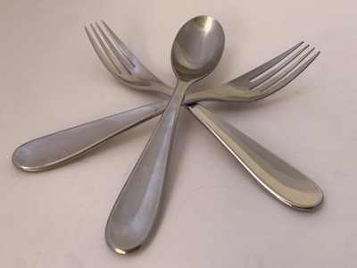 YAMAZAKI PATRICK Stainless METAPHOR 2 Dinner Forks + 1 Soup Spoon (3 pcs) JAPAN