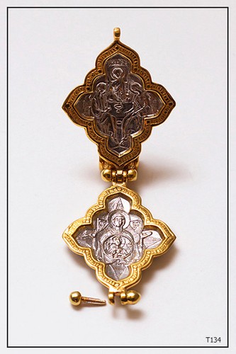 925 SILVER GP ORTHODOX CRUCIFIX CROSS GOLD MEDALLION PENDANT LOCKET (T134) - Picture 4 of 9
