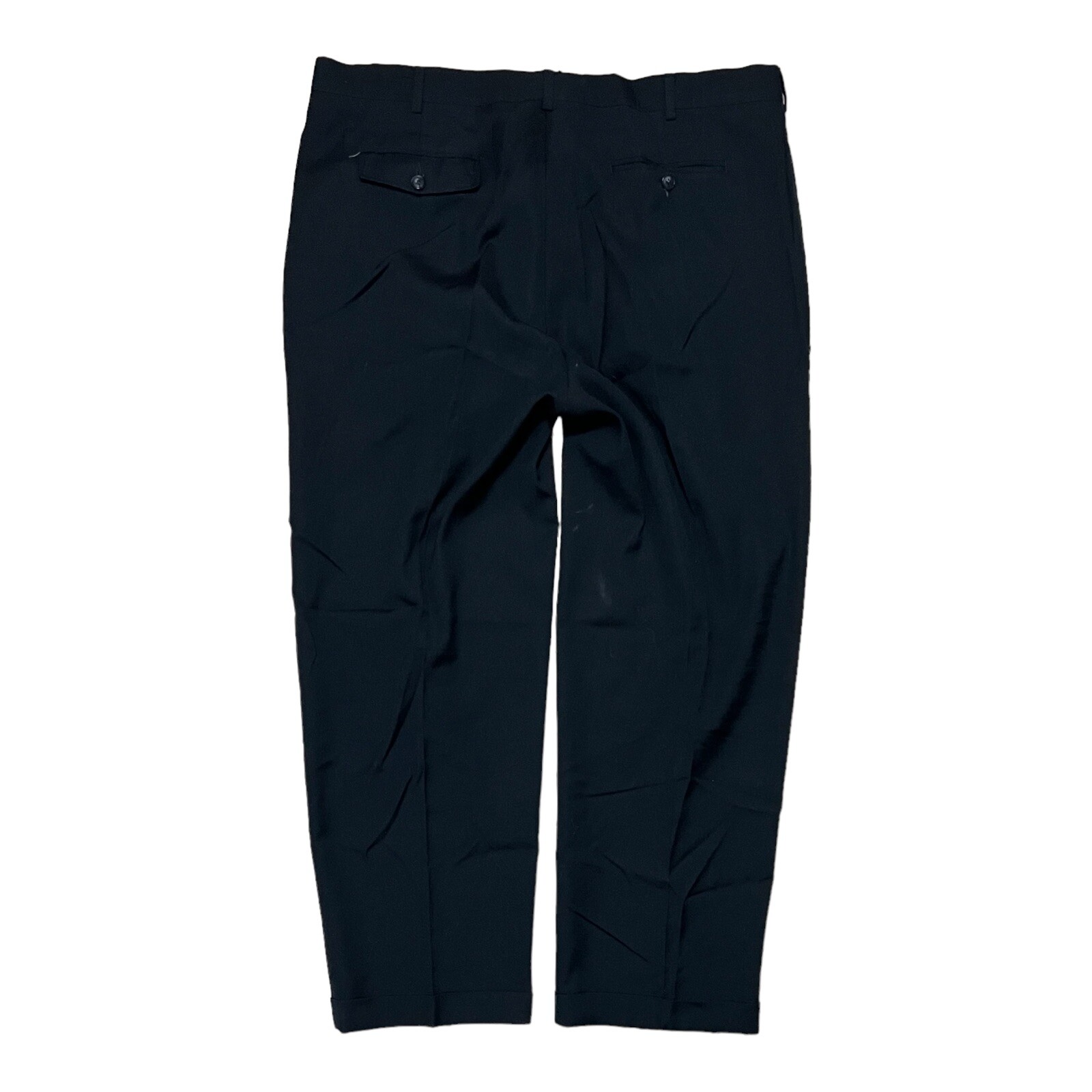 YSL Yves Saint Laurent Pour Homme Pantalone Lana Pieghettato Nero Uomo Taglia 40x30