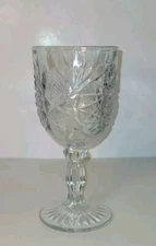 Vintage Libbey Hobstar Wine Water Stemware Goblet Star Glass Detail Cut Sparkle 