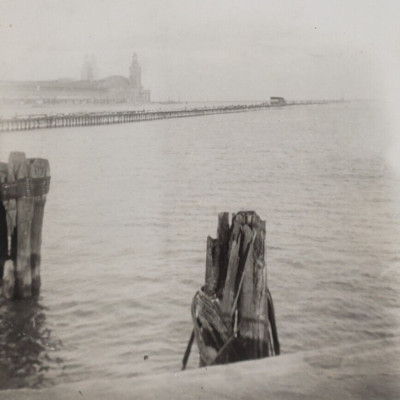 Lake Michigan Chicago Fog Dock Pier Photo 1940s Vintage Original Snapshot F405