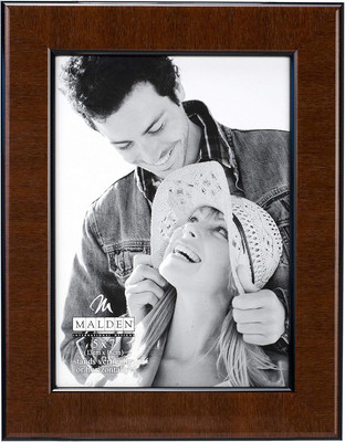 International Designs Burl Wood Walnut Wooden Picture Frame with Black B
