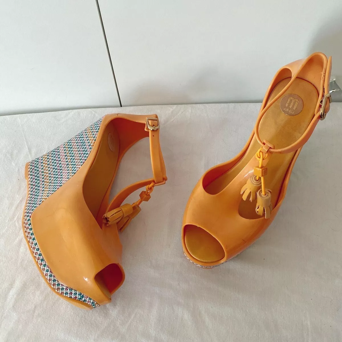 Orange shop wedges shoes