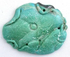 89.30 Carat 2 x 1 2/3 Inch Turquoise Fish Carving Gemstone Focal EBS5743/11724