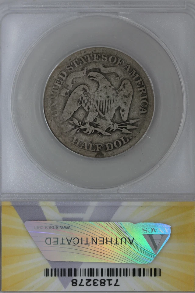 1866-S .50 ANACS G 6 MOTTO 1800's Half Dollar, Liberty Seated Half - Image 2 of 2