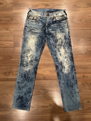 True Religion Mens Gino With Flap SE Bleach Denim Jeans Blue Size 30x34 EUC