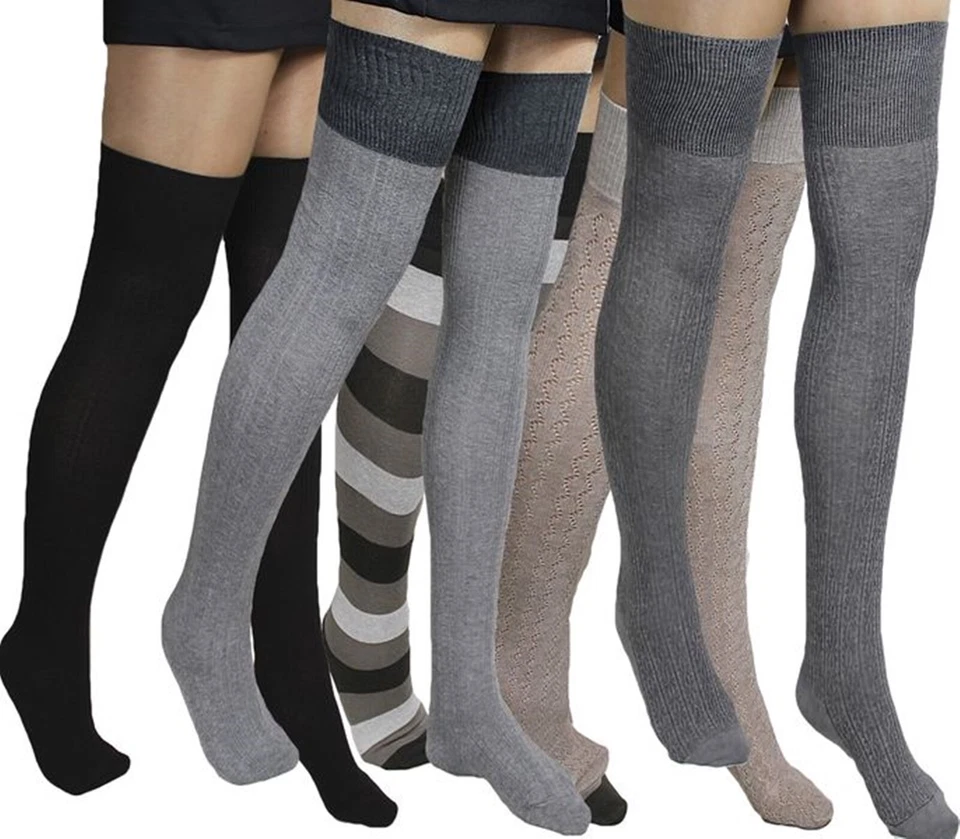 klassische Damen Strümpfe Overknee Baumwolle Socken Überknie warm winter Marilyn