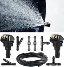 Car Front Windshield Washer Nozzles, Washer Nozzle Kit Car Double-hole Wiper..