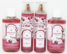 Bath  Body Works Sweetheart Cherry Fine Fragrance Body Mist Spray Shower Gel 4p