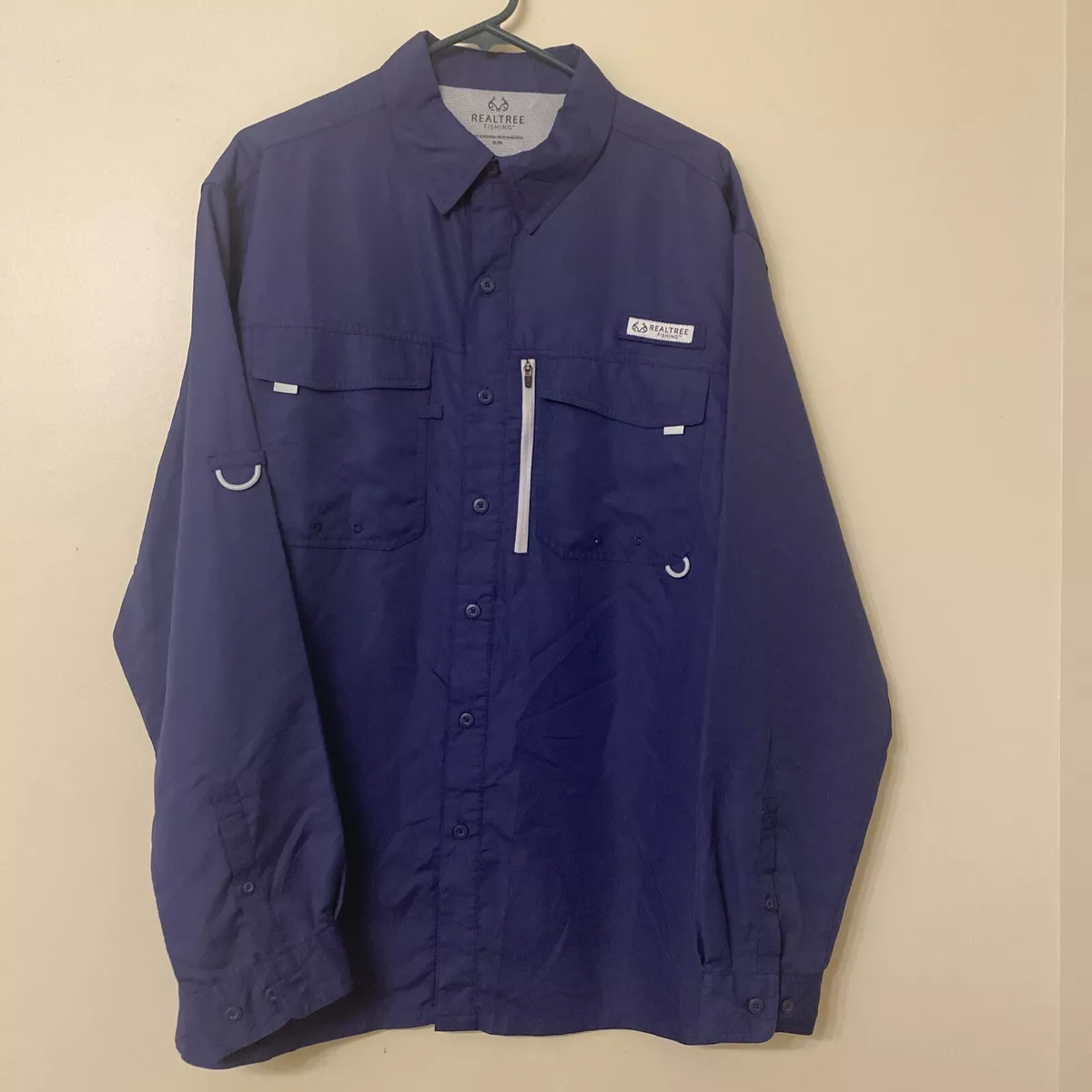Realtree Fishing Shirt Mens XL Navy Blue Button Up Long Sleeve