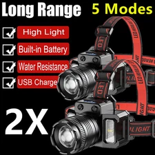 99000LM LED Headlamp Rechargeable Headlight Zoomable Head Torch Lamp Flashlight