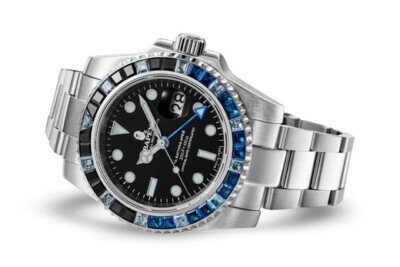 A BATHING APE TYPE 2 BAPEX CRYSTAL STONE Black Blue Wristwatch