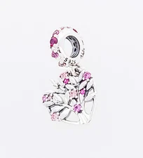 100% Authentic PANDORA 925 Pink Heart Family Tree Dangle Charm Pendant 799153C01