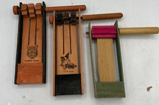 Vintage HALLOWEEN Wooden RATCHET Witch & Cat Noisemakers Japan Early 1900s