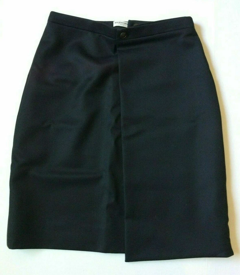 BALENCIAGA COLLECT FALDA LÁPIZ LANA MUJER TALLA (40) US 6 NEGRA NUEVA *T