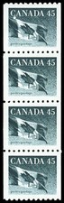 Canada Stamp #1396-Strip - Flag (1995) 4 x 45¢ Hibrite paper