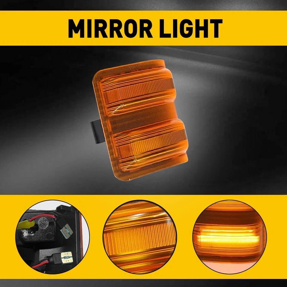Lente âmbar Full LED sinal marcador espelho lateral espelho para F250 Ford F350 F450 F550 - Imagem 4 de 4