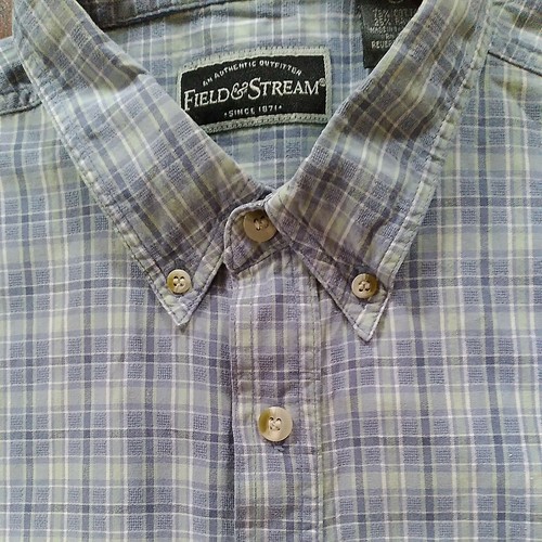 Camisa para hombre Field and Stream de manga corta con botones azul, verde algodón grande - Imagen 6 de 7
