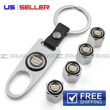 VALVE STEM CAPS KEYCHAIN KEYRING WHEEL FOR CADILLAC KEY FOB KEYS - US SELLER