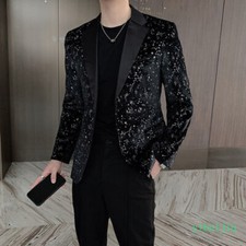 Spring Men's Suit Sequins Stage Slim Fit Night Club Jackets Blazer Party Glitter