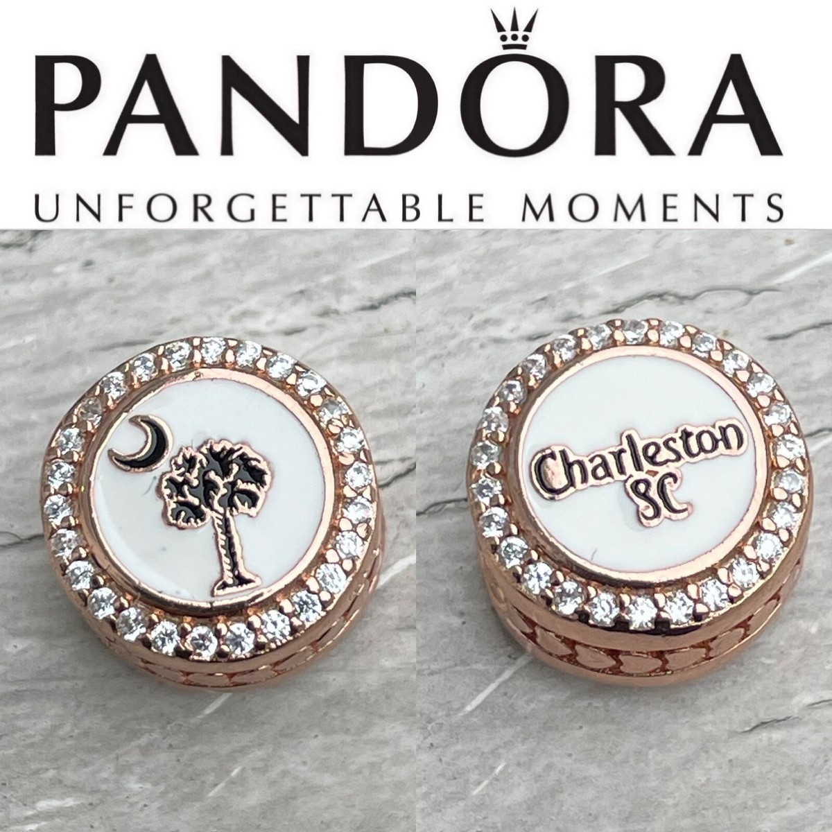 Pandora Authentic South Carolina State Exclusive Rose Gold Button