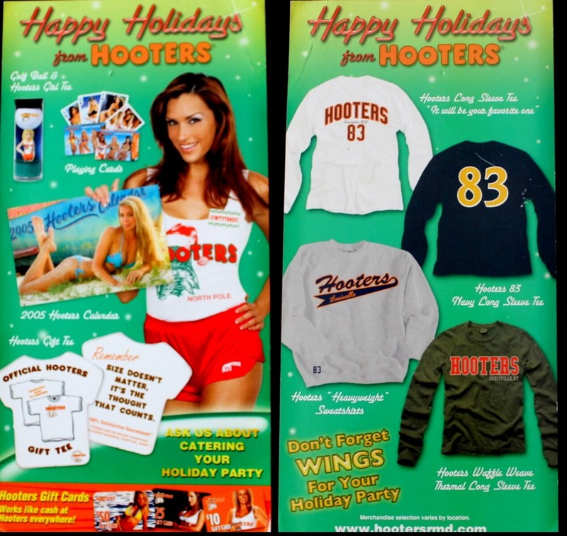 Vtg 2004 Happy Holidays Hooters Uniform Mini Poster model shirt food